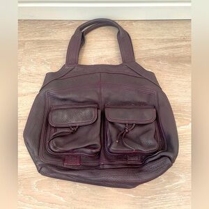 EUC Anthropologie Nest deep purple leather shoulder bag purse 💜